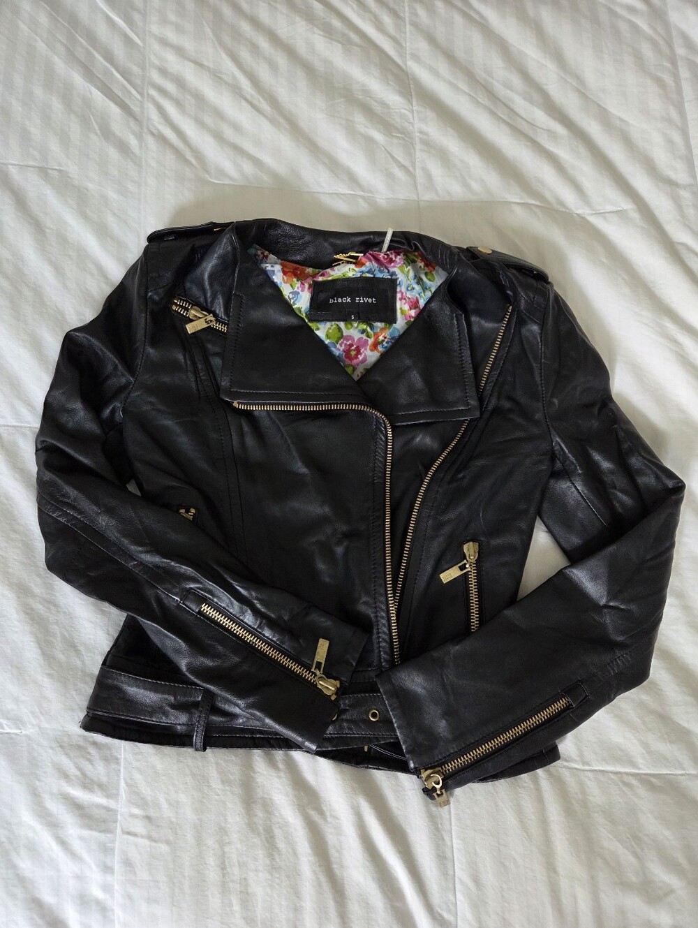 Genuine Leather Black Rivet Jacket